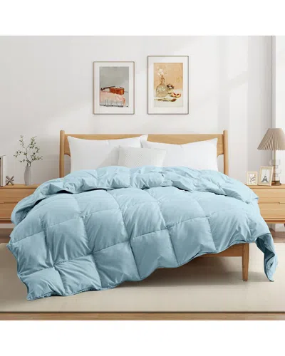 Unikome 360 Thread Count Lightweight White Goose Down & Feather Fiber Comforter In Blue