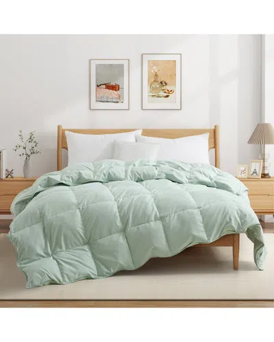 Unikome 360 Thread Count Lightweight White Goose Down & Feather Fiber Comforter In Green