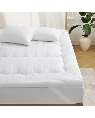 Unikome 4in Thick Wave Quilted Microfiber Mattress Topper In Brown