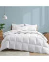 Unikome 500 Thread Count 100% Cotton All Season White Goose Fiber Comforter In White
