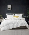 Unikome 500 Thread Count Cotton Fabric All Season Classic Stripped White Goose Down Fiber Comforter Collecti In White