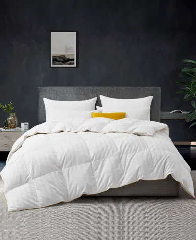 UNIKOME 500 THREAD COUNT COTTON FABRIC ALL SEASON CLASSIC STRIPPED WHITE GOOSE DOWN FIBER COMFORTER, FULL/QU