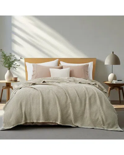 Unikome All Season Organic Cotton Soft Waffle Textured Bed Blanket In Green