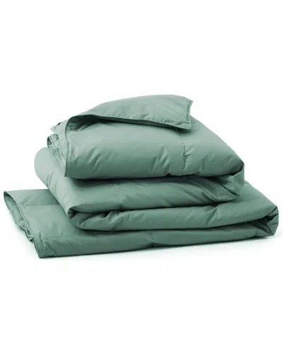 Unikome All Season Organic Cotton White Goose Down Duvet In Green