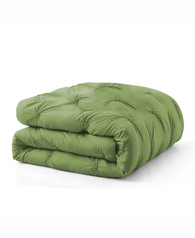 Unikome All Season Pintuck Down Alternative Comforter, Twin In Green