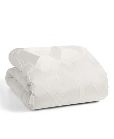 Unikome All Season Textured Jacquard Down Alternative Comforter, King In White