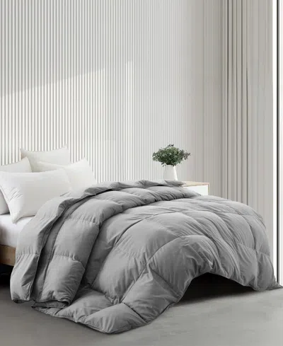 Unikome All Season White Goose Down Fiber Comforter, Full/queen In Dark Gray