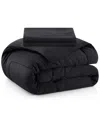 Unikome All-seasons Silky Down Alternative Comforter Set With Sateen Wrapping In Black