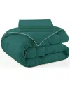 Unikome All-seasons Silky Down Alternative Comforter Set With Sateen Wrapping In Green