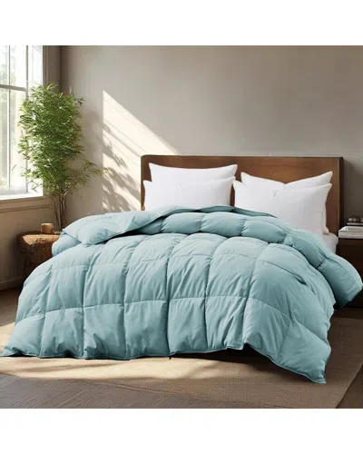 Unikome All-season Duvet Insert White Goose Feather Comforter In Blue