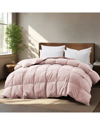 Unikome All-season Duvet Insert White Goose Feather Comforter In Pink