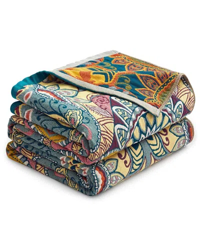 Unikome Boho Cotton Sunflower Throw Blanket In Burgundy