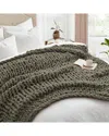 Unikome Chunky Knit Chenille Throw Blanket In Gray