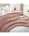 Unikome Chunky Knit Chenille Throw Blanket In Pink