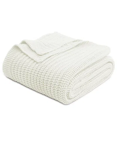 Unikome Chunky Knit Throw Blanket In White