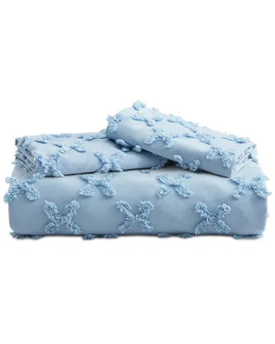 Unikome Clipped Geometric Duvet Cover Set In Blue