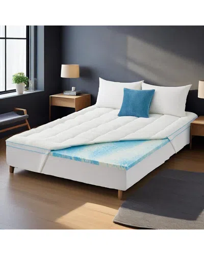 Unikome Cooling Gel Memory Foam Quilted Mattress Topper In White