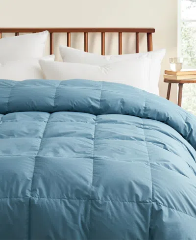 Unikome Cotton All Season Goose Feather Down Comforter, Full/queen In Blue