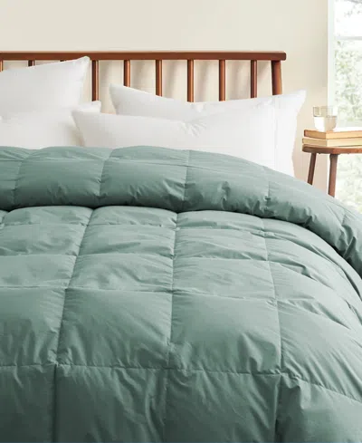 Unikome Cotton All Season Goose Feather Down Comforter, Full/queen In Green