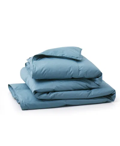 Unikome Cotton Goose Down Feather Fiber Comforter, California King In Blue