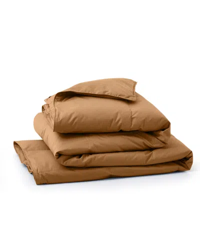 Unikome Cotton Goose Down Feather Fiber Comforter, California King In Tan