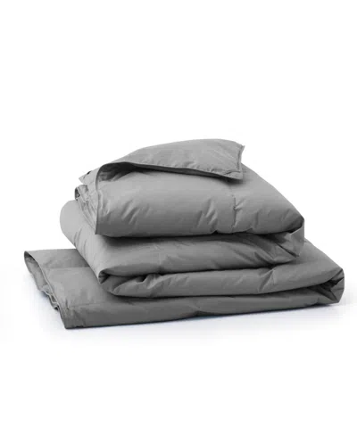 Unikome Cotton Goose Down Feather Fiber Comforter, King In Gray