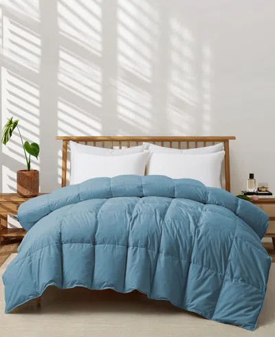 Unikome Cotton Goose Down Feather Fiber Comforter, Twin In Blue