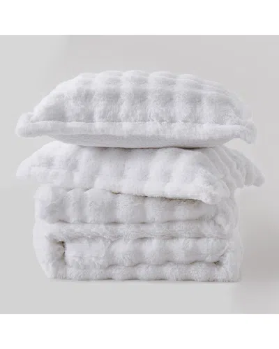 Unikome Dual-side Plush Comforter Set In White
