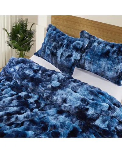 Unikome Dual-side Plush Comforter Set In Blue