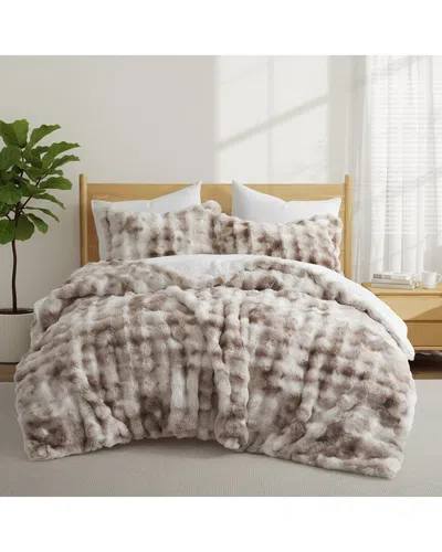 Unikome Dual-side Plush Comforter Set In Brown