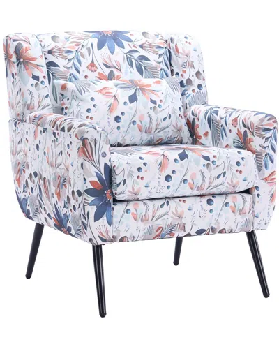 Unikome Flora Print Upholstered Accent Chair With Metal Legs