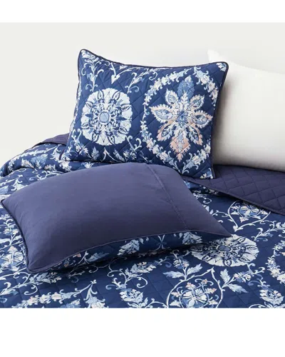 UNIKOME UNIKOME FLORAL & GEOMETRIC PRINTED COVERLET SET