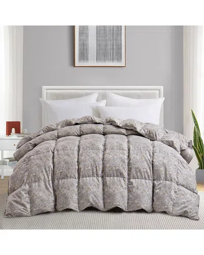 Unikome Floral Goose Down Feather Duvet Comforter Insert In Gray