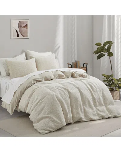 Unikome Floral Jacquard Cotton-linen Blend Duvet Cover Set In White