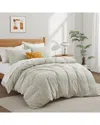 Unikome Floral Jacquard Cotton-linen Blend Duvet Cover Set In White