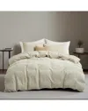 Unikome Floral Jacquard Linen-blend Duvet Cover Set In Neutral