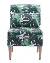 Unikome Floral Leaf Print Accent Chair Armless Lounge Chair With Cushion Pillow