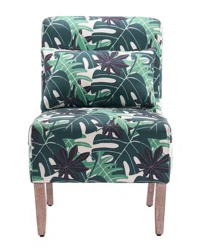 UNIKOME UNIKOME FLORAL LEAF PRINT ACCENT CHAIR ARMLESS LOUNGE CHAIR WITH CUSHION PILLOW