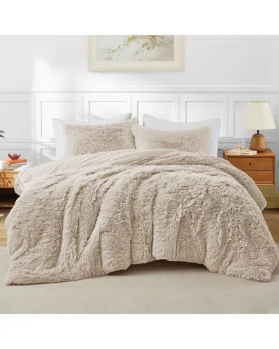 Unikome Fuzzy Plush Shaggy Comforter Set In Neutral