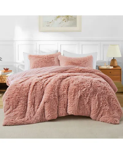 Unikome Fuzzy Plush Shaggy Comforter Set In Pink