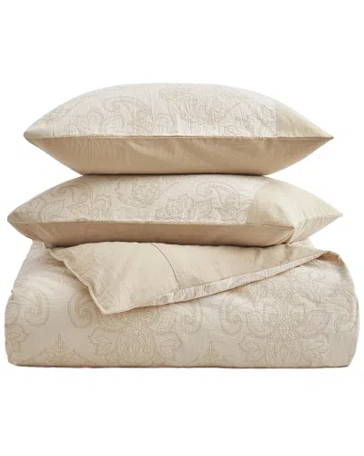 Unikome Gauze Cotton Floral Jacquard Duvet Cover Set In Neutral