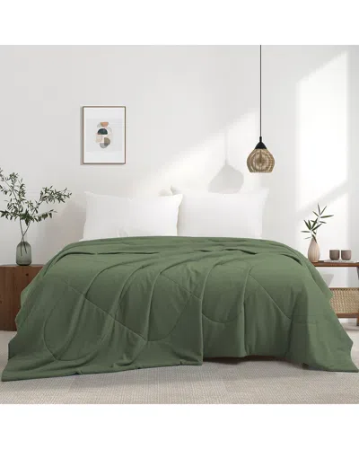 Unikome Lightweight Breathable Cooling Waffle Reversible Bed Blanket In Green