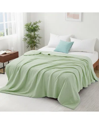 Unikome Lightweight Cooling Reversible Seersucker Bed Blanket In Green