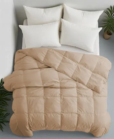 Unikome Lightweight Goose Down Feather Comforter, Full/queen In Brown