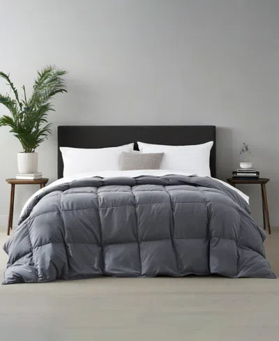 Unikome Lightweight Goose Down Feather Fiber Comforter, King In Gray