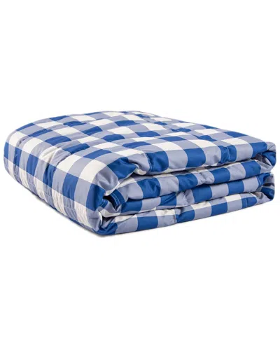 Unikome Lightweight Plaid Down And Feather Fiber Throw Reversible Blanket In White