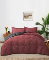 Unikome Lightweight Quilted Reversible Down Alternative Comforter Set, 2 Piece, Twin In Red,black