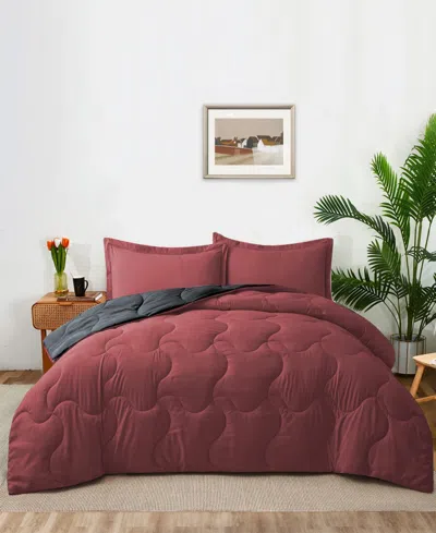 Unikome Lightweight Quilted Reversible Down Alternative Comforter Set, 3 Piece, Full/queen In Multi