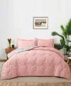 Unikome Lightweight Quilted Reversible Down Alternative Comforter Set, 3 Piece, King In Pink,light Gray
