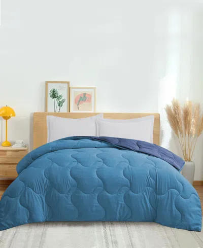 Unikome Lightweight Reversible Down Alternative Comforter, Full/queen In Blue